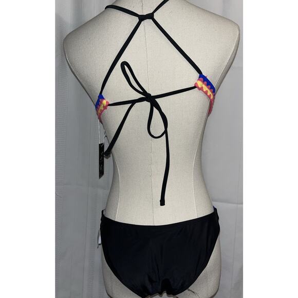 Bikinx Black w/Neon Pink Trim Bikini Set Women’s Medium Two Piece Swimsuit - Picture 7 of 11